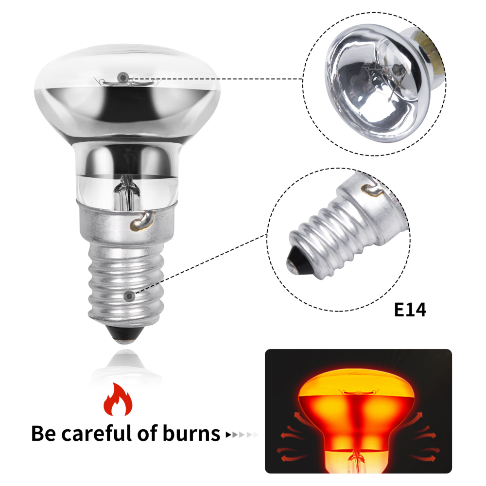 30W E14 R39 Dimmable Spotlight Halogen Bulbs  Lava Lamp Bulbs, Warm White 2800K (4 Packs)