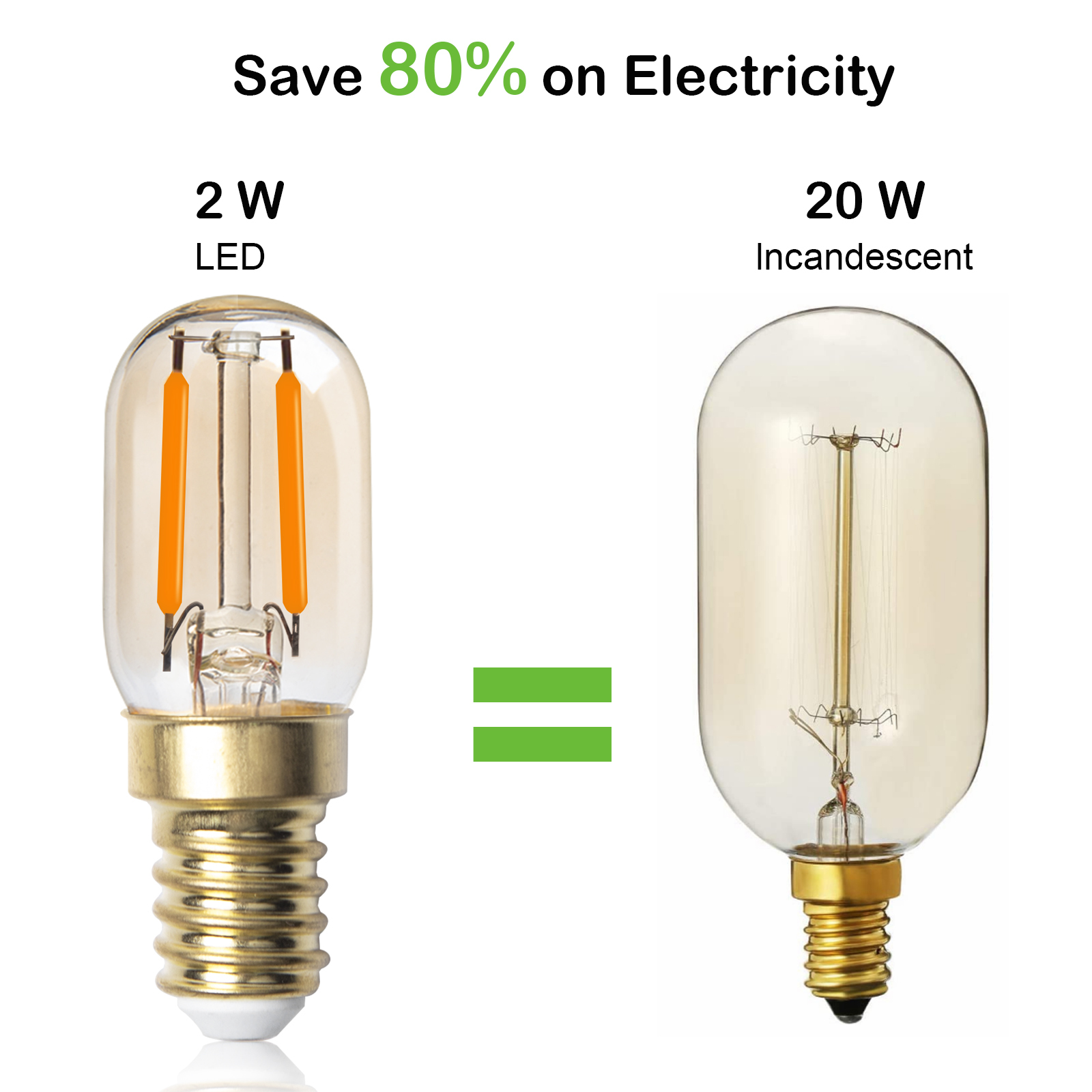 2W  E14 T22 Dimmable Vintage Filament Bulbs Super Warm Light 20 Watt Equivalent（6 packs）