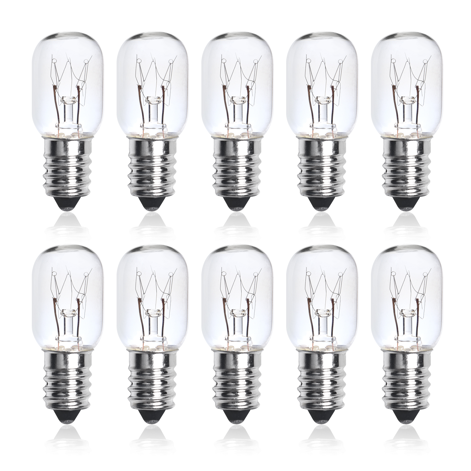 15W E14 T22 Dimmable Tubular Incandescent Light Bulb for Himalayan Salt Lamp Oven Light Fridge Warm White 2600K (10-Pack)