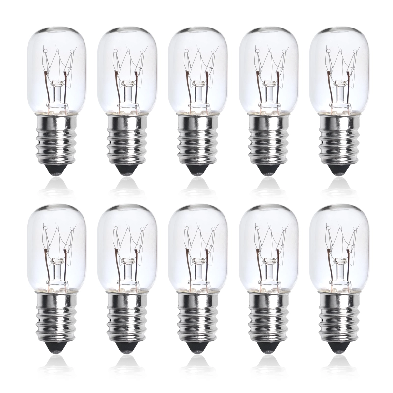 15W E14 T22 Dimmable Tubular Incandescent Light Bulb for Himalayan Salt Lamp Oven Light Fridge Warm White 2600K (10-Pack)