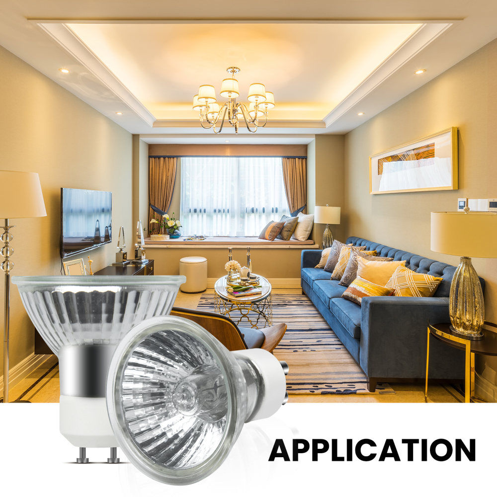 50W GU10 Halogen Bulbs Dimmable Spotlight Bulbs Warm White 2700K, 120°Wide Beam Angle, Recessed Lighting Bulbs for Track Lights Downlights (10-pack)
