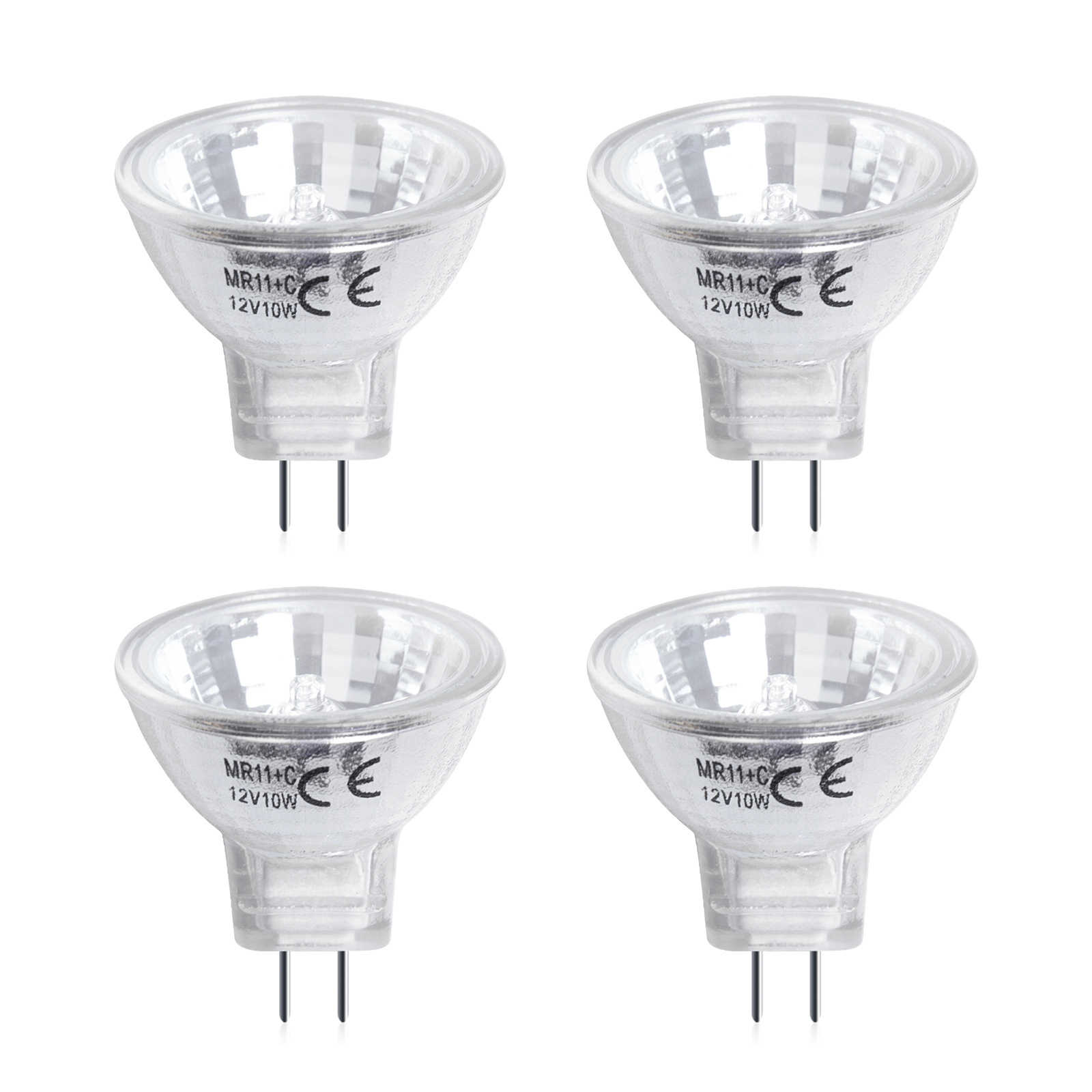 Dimmable 10W 2 Pin 12V MR11 GU4 Halogen Spotlight Bulbs Warm White 2800K 30° Beam Angle for Ceiling Light Downlight Lighting (4-Pack)