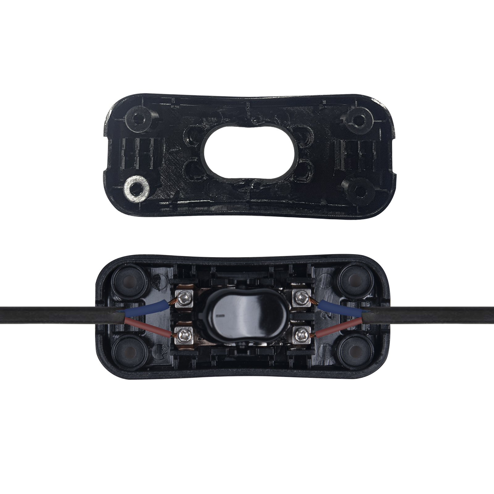 Inline Cord Switch Black 240V 2A Torpedo Switch Control Cable Line Switch Feed-Through Rocker Switch for Table Lamp Desk Light (3-pack)