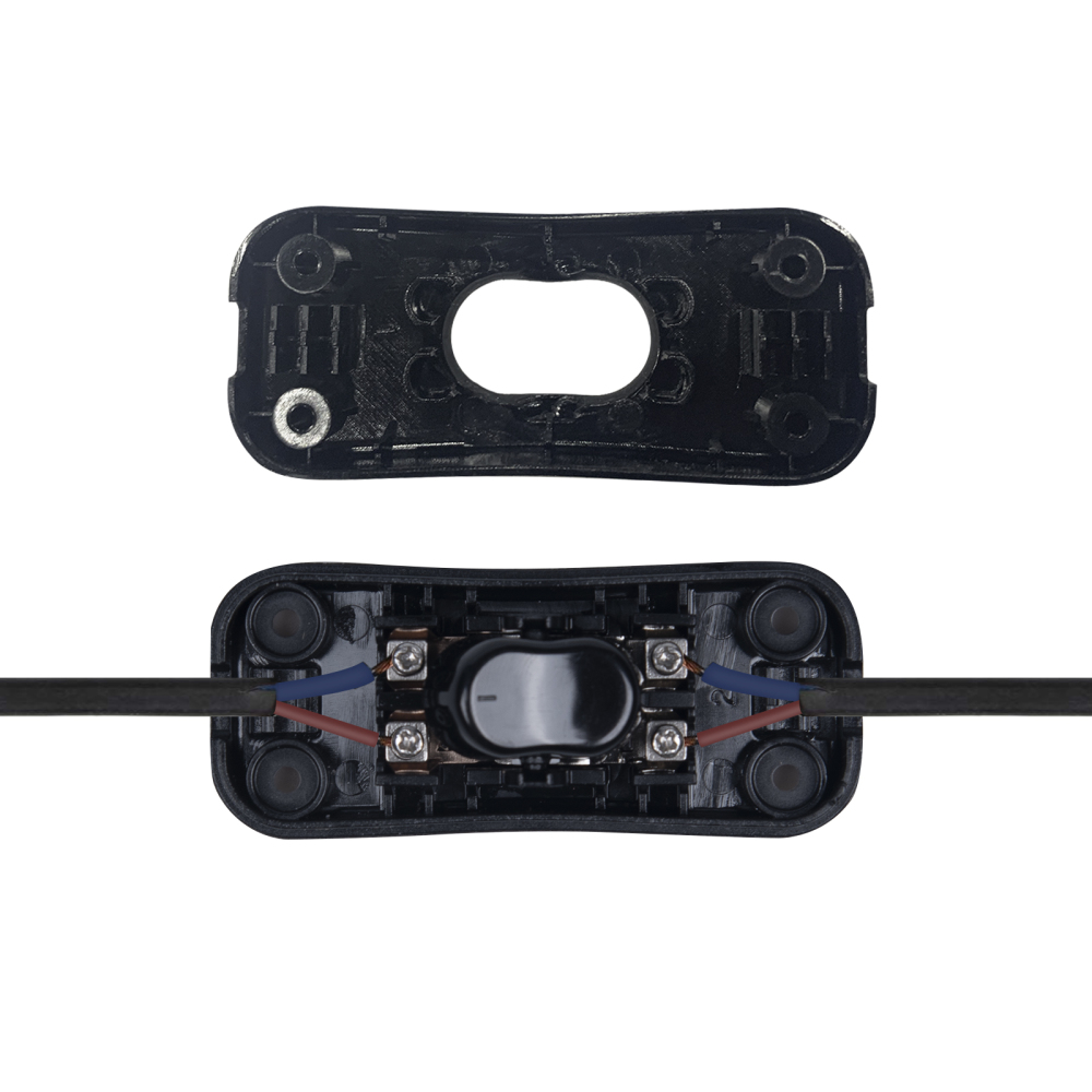 Inline Cord Switch Black 240V 2A Torpedo Switch Control Cable Line Switch Feed-Through Rocker Switch for Table Lamp Desk Light (3-pack)