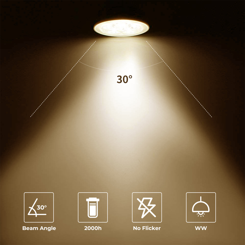 Dimmable 35W 2 Pin 12V MR16 GU5.3 Halogen Spotlight Bulbs Warm White 2800K 30° Beam Angle for Ceiling Light Downlight Lighting (10-Pack)