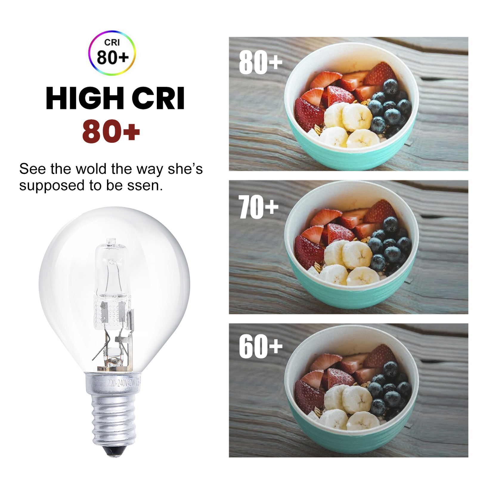 42W G45 E14 Dimmable Halogen Bulb, Classic Mini 2700K Warm White, for Ceiling Fans, Chandeliers, Pendant Lights (10-Pack)