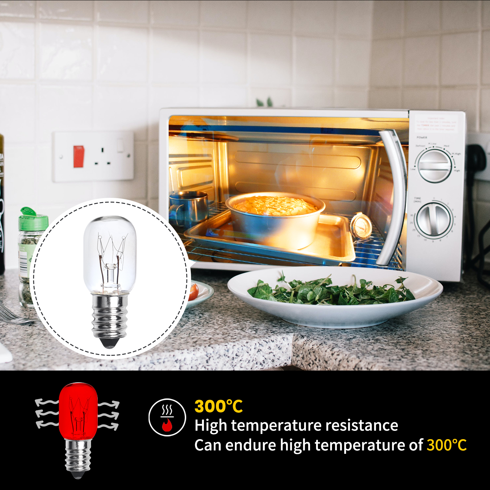 15W E14 T22 Dimmable Tubular Incandescent Light Bulb for Himalayan Salt Lamp Oven Light Fridge Warm White 2600K (10-Pack)
