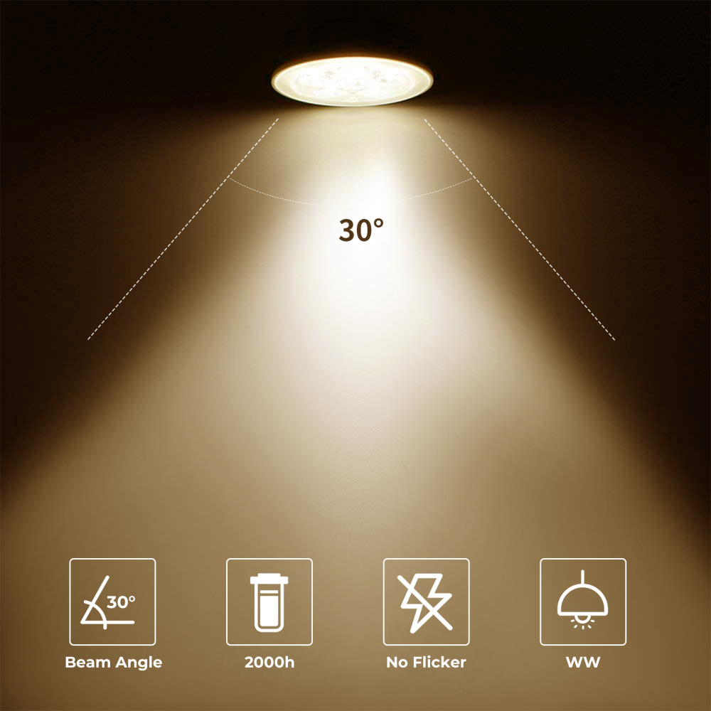 Dimmable 20W 2 Pin 12V MR16 GU5.3 Halogen Spotlight Bulbs Warm White 2800K 30° Beam Angle for Ceiling Light Downlight Lighting (8-Pack)