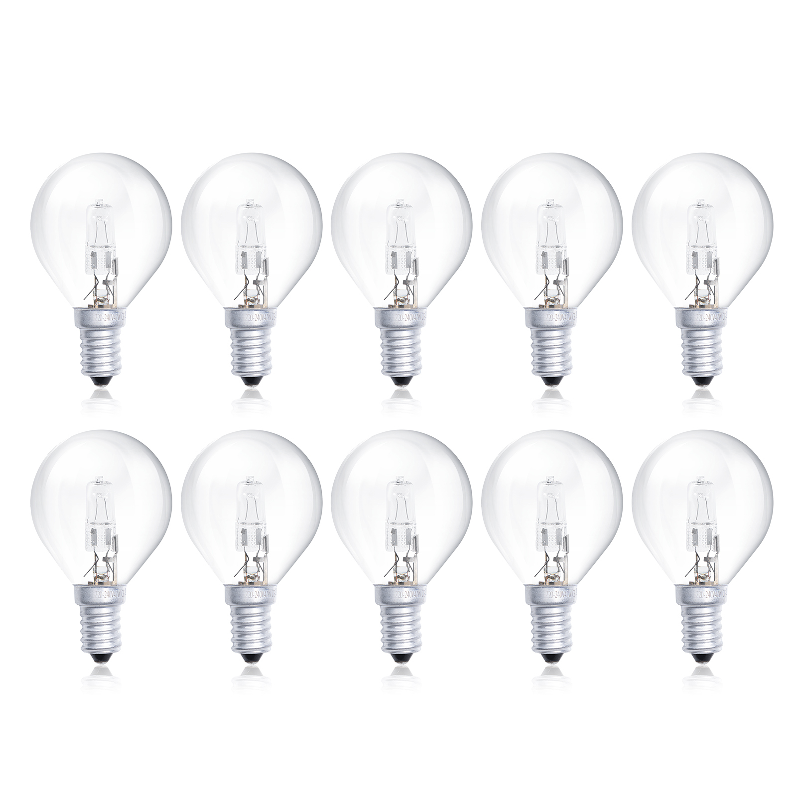 42W G45 E14 Dimmable Halogen Bulb, Classic Mini 2700K Warm White, for Ceiling Fans, Chandeliers, Pendant Lights (10-Pack)