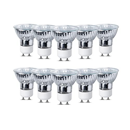 50W GU10 Halogen Bulbs Dimmable Spotlight Bulbs Warm White 2700K, 120°Wide Beam Angle, Recessed Lighting Bulbs for Track Lights Downlights (10-pack)