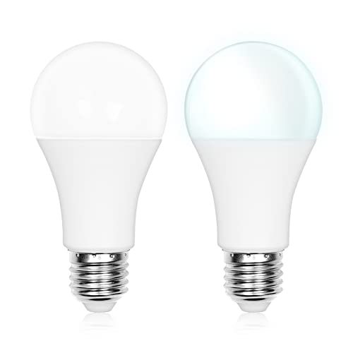 12W E27 Dusk to Dawn Outdoor LED Lights Sensor Bulbs, Automatic On/Off Lamps with 1000 lm, for Porch, Garage (2-pack)