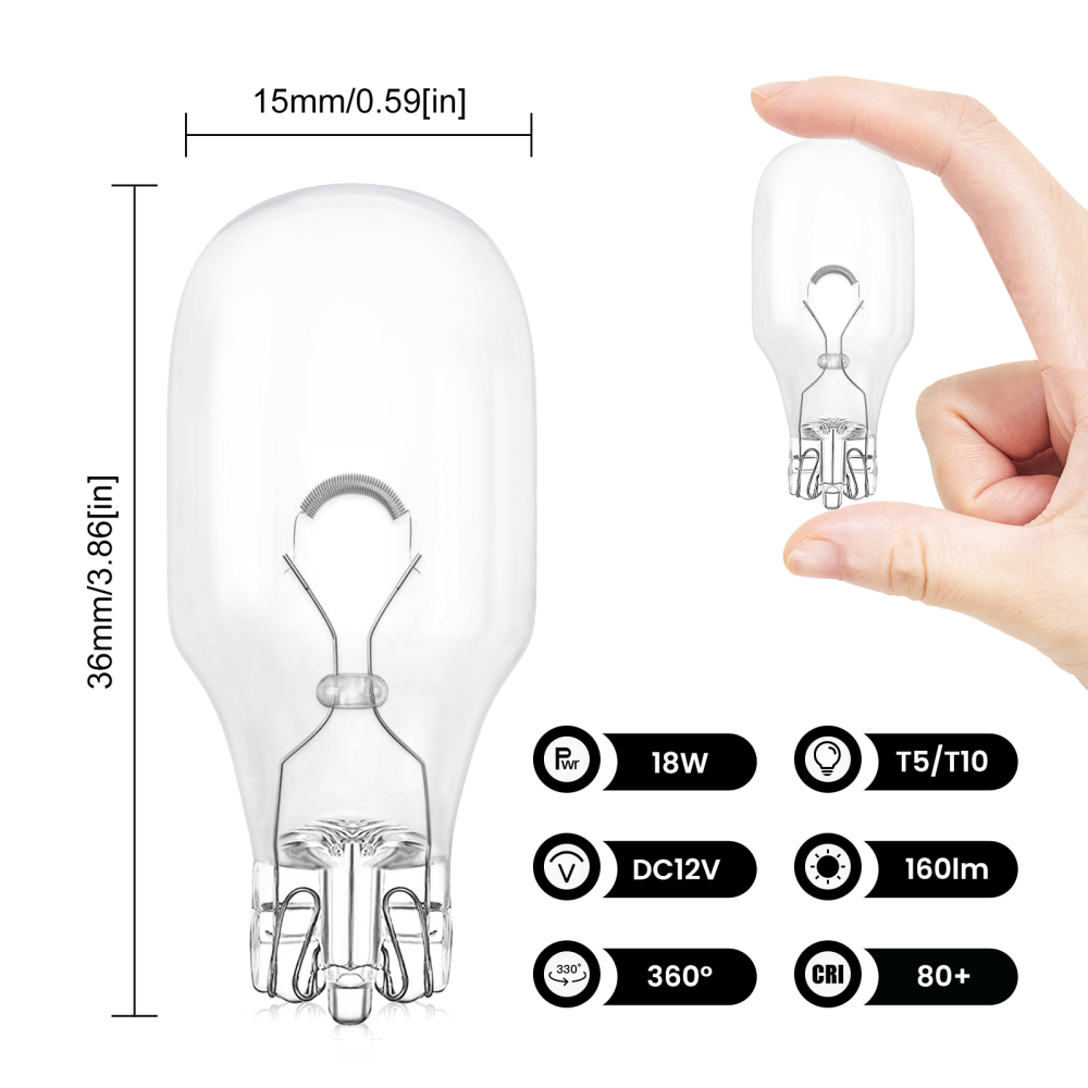18W 12V T5/T10 Landscape Light Bulbs 2700K for Garden Path Deck Light Yard RV Marine Interior (10-Pack)