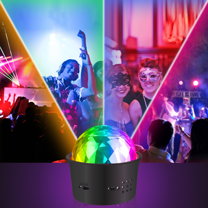 5V Mini  RGB Disco Ball Party Light Effects Voice Controlled USB Mood Light for Kids Room Party （2-pack）