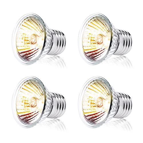 50W UVA+UVB E27 Dimmable Reptile Full Spectrum Sun Heating Bulb ,for Lizard Turtle Snakes Aquarium Aquatic Reptile and Amphibian (4-Pack)