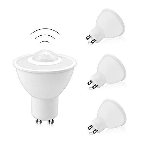 5W GU10  Smart LED Motion Sensor Spotlight Bulbs PIR Detection 500Lm Auto On/Off  for Stairs, Garage, Corridor, Walkway, Yard, Hallway(4-pack)