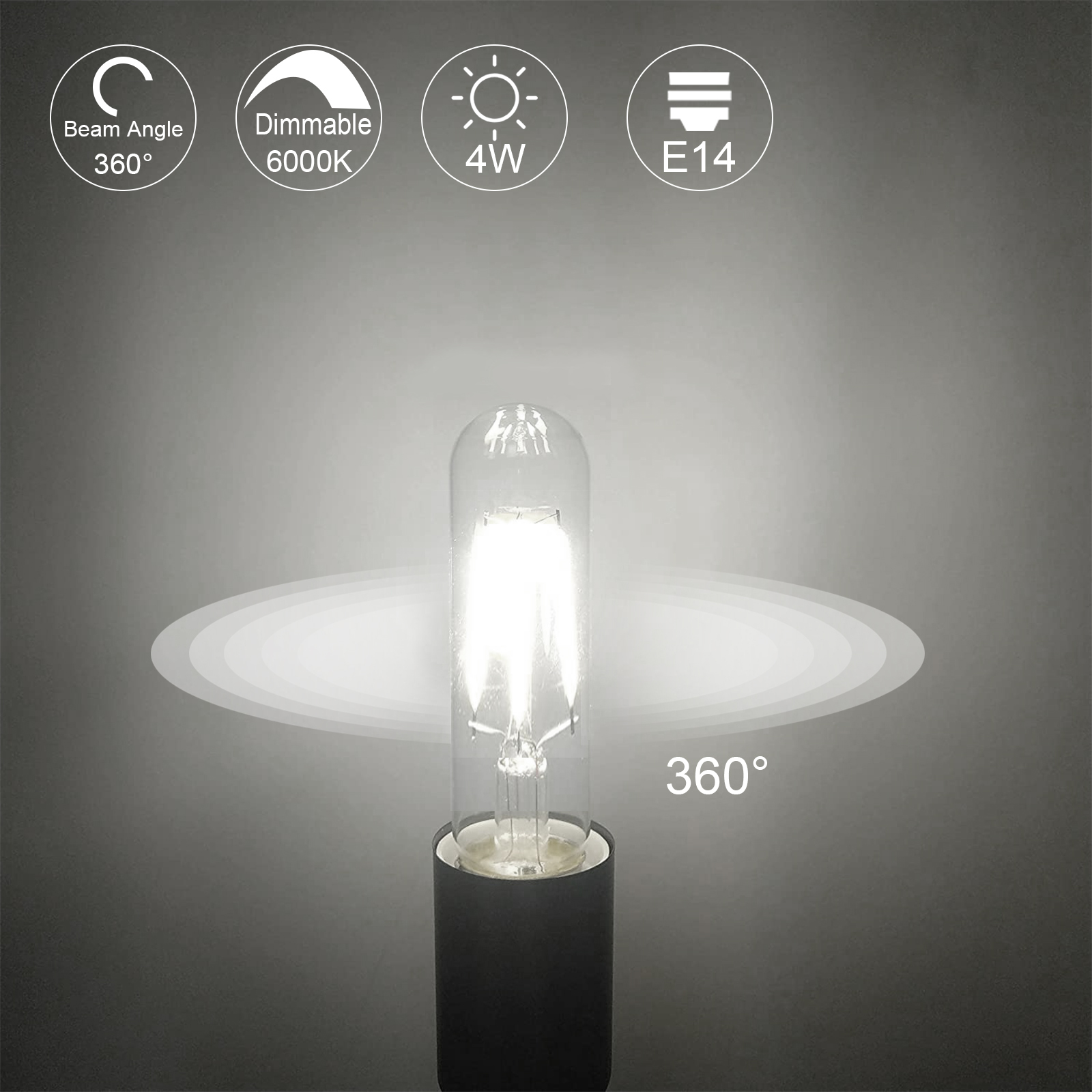 4W Non-Dimmable E14 T25 LED Filament Bulb, 12-24V Low Voltage Tubular LED Filament Vintage Light Bulb, 40W Incandescent/Halogen Equivalent