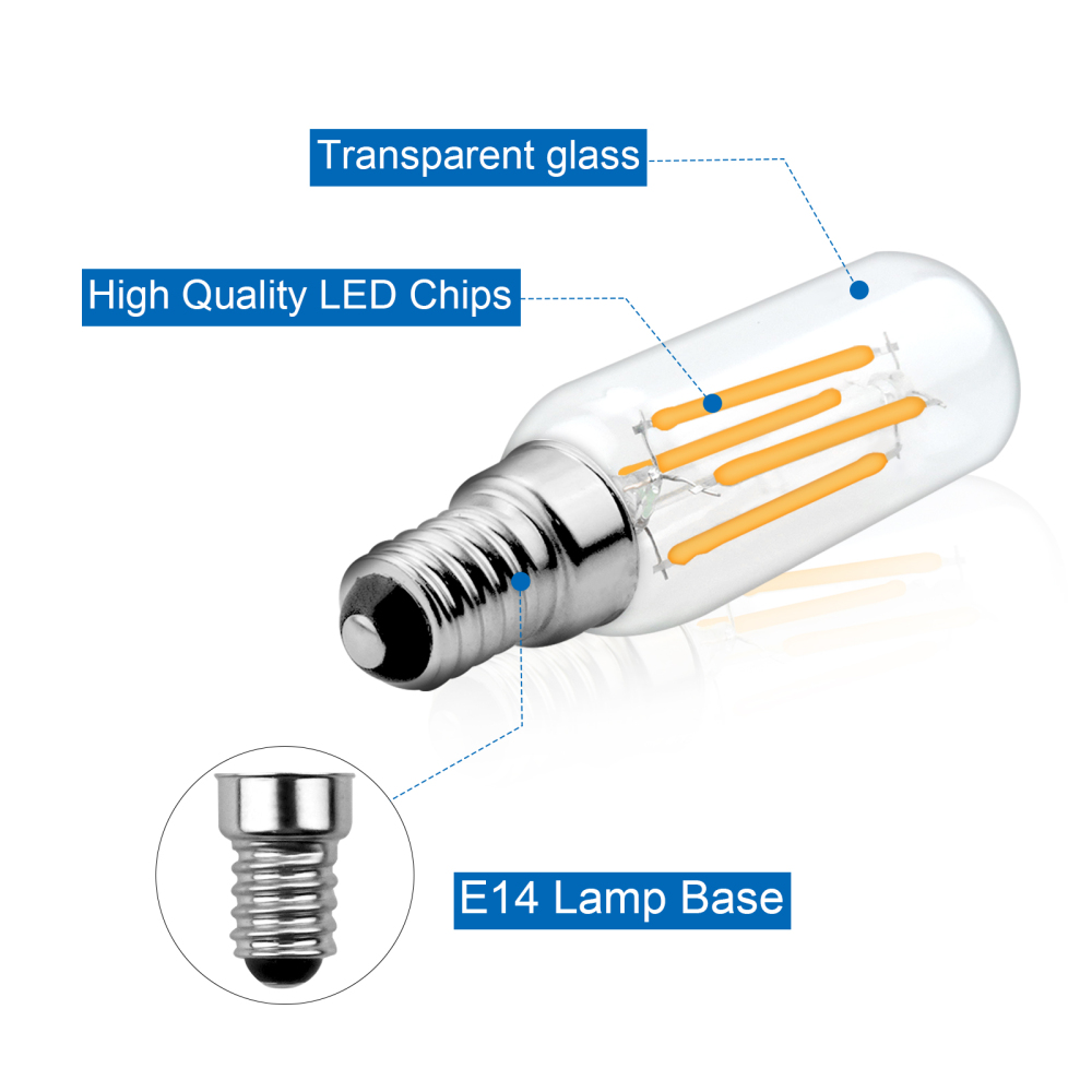 4W Non-Dimmable E14 T25 LED Filament Bulb, 12-24V Low Voltage Tubular LED Filament Vintage Light Bulb, 40W Incandescent/Halogen Equivalent