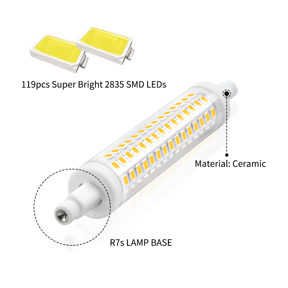 10W Non-Dimmable R7s118mm J118 LED Bulb Linear Double Ended Base Floodlight 120W Halogen Lamp Replacement for Garden, Garage, Parlor (2-PACK)