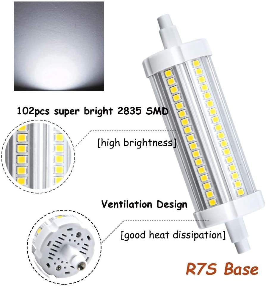 20W R7S J118 LED Light Bulb 120V T3 Double Ended 200W Tungsten Halogen Bulb Replacement Bulbs for Workshop Lighting Floor Lam2ps (2-Pack)
