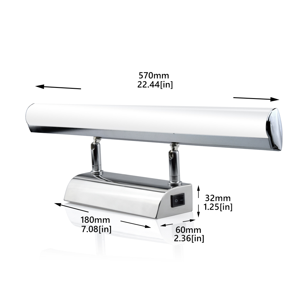 9W LED Mirror Bathroom Light 570mm LED Wall Front Lamp IP44 Waterproof LED Make Up Sconce Lights with ON/Off Switch for Picture Lighting(1-pack)