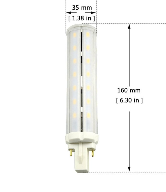 13W 2-pin G24  LED bulbs , halogen bulb replacement 36W, suitable for room, kitchen, bedroom, office lighting (2-PACK)