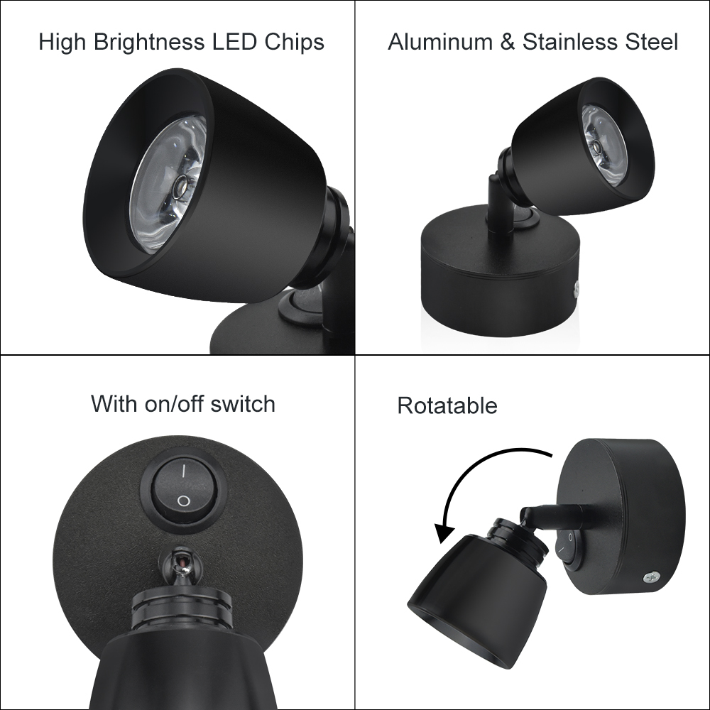 12 Volt RV Reading LED Lamp Lights Interior Rotatable Wall Sconce Reading Spotlight for Bedside Lamp,  Caravan,  or Vehicles Warm White(1-pack)