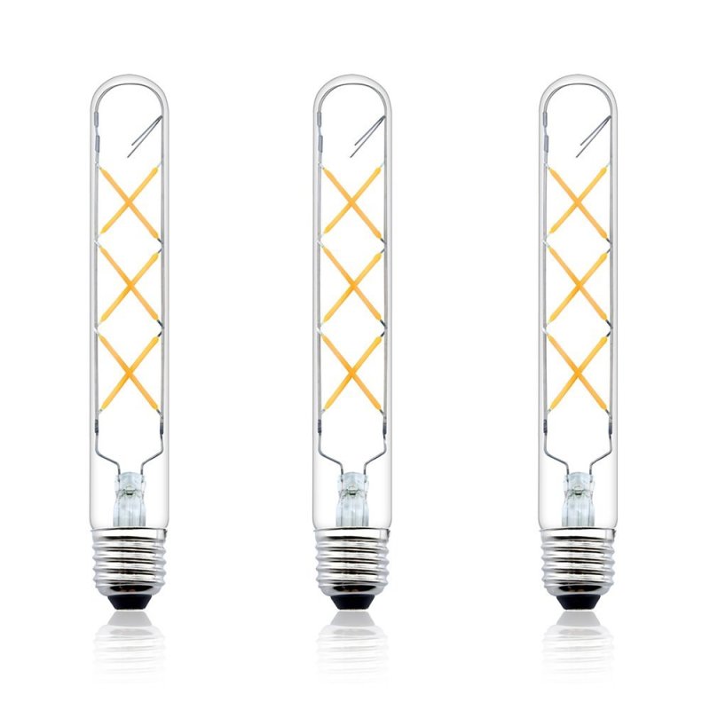 Dimmable T10 Tubular LED Filament Light Bulbs 6 Watts LED Tube Bulb Medium E26 Base 80 Watt Incandescent Equivalent (3-Pack)
