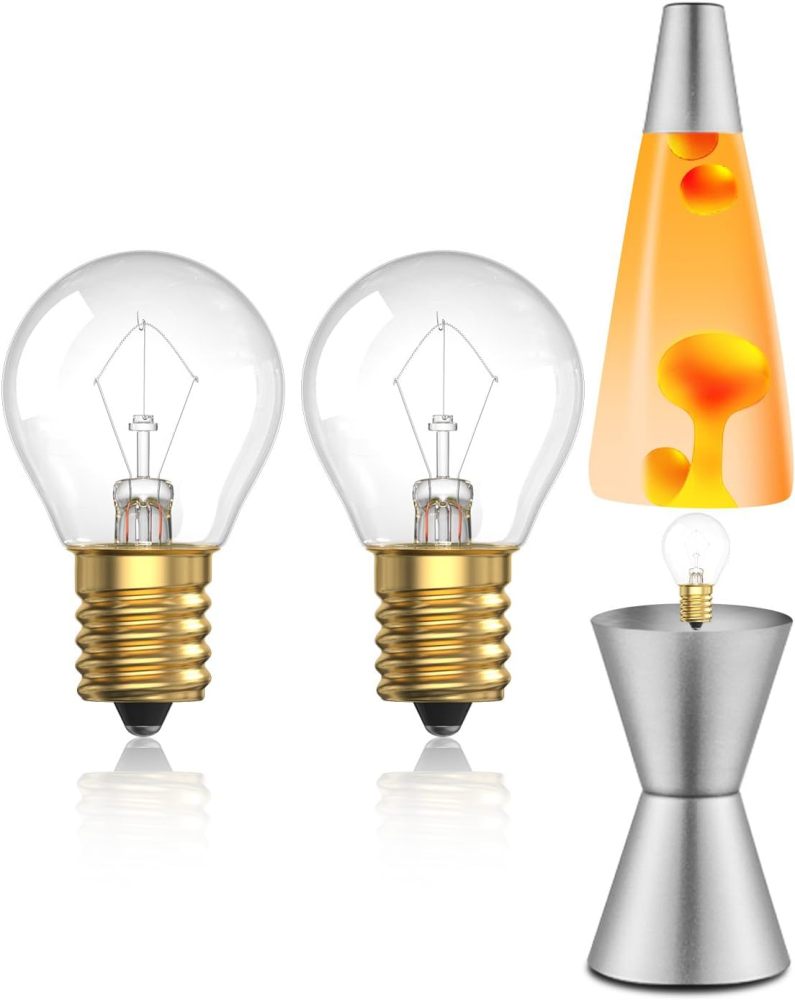 25W Lava Lamp Bulb, S11 E17 Base, 25W 120V for 14.5-Inch Lava Lamp Repalacement Bulb, Lava Lamp Light Bulb, Dimmable Bulbs E17 Base Bulbs 2-Pack