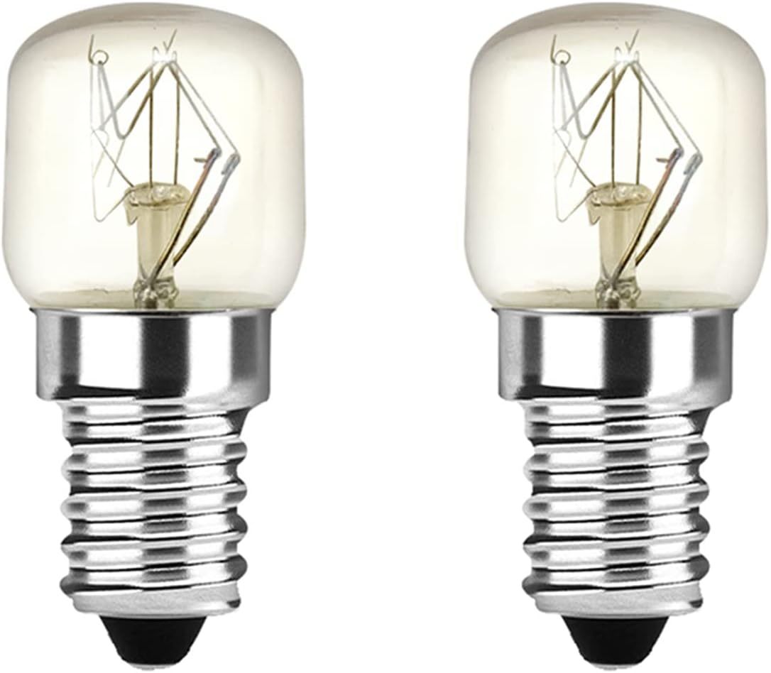 Klarlight 2 Pack Oven Bulb 25W E14 Incandescent Bulbs Dimmable Warm White 2400-2600K 300 Temperature Heat Resistant SES Small Edison Screw 360 Degree for Microwave, Fridge, Oven, Salt Lamp, Freezers