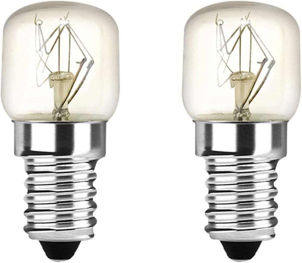 Klarlight 2 Pack Oven Bulb 25W E14 Incandescent Bulbs Dimmable Warm White 2400-2600K 300 Temperature Heat Resistant SES Small Edison Screw 360 Degree for Microwave, Fridge, Oven, Salt Lamp, Freezers