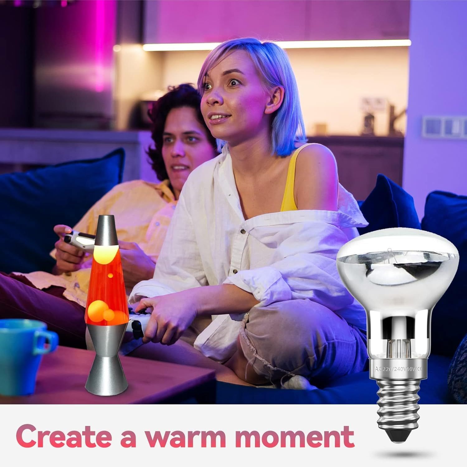 Bonlux R39 E14 Lava Lamps Bulbs 42W Dimmable Lava Light Bulb Small Edison Screw SES Warm White 2800K 240V Reflector Bulb Spot Lights 360° Wide Beam Angle (2-Pack)