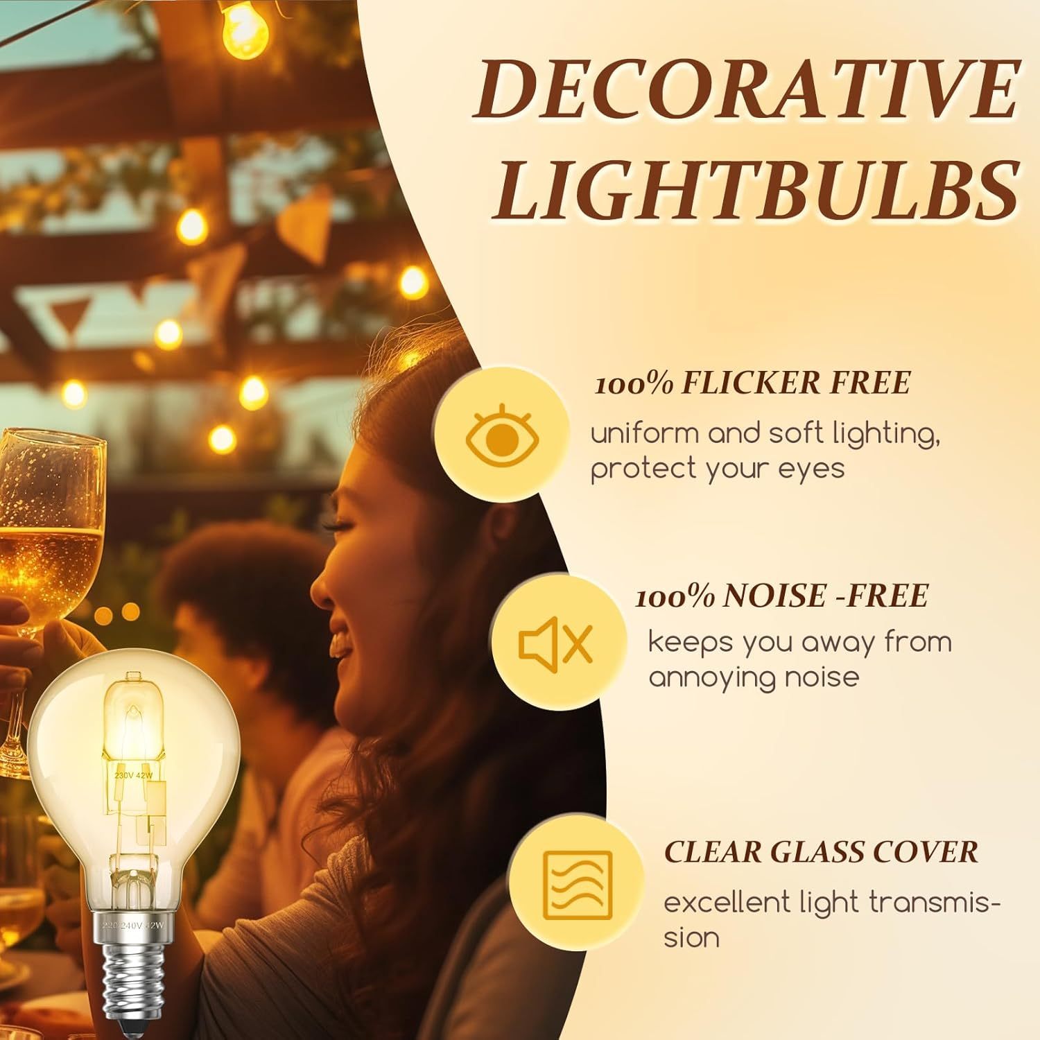 Klarlight 6 Pack E14 28W G45 Dimmable Halogen Bulb, Warm White 2700K Small Edison Screw Globe Halogen Bulb 240V, 40W Equivalent Classic Mini Globes Clear Round Light Bulbs