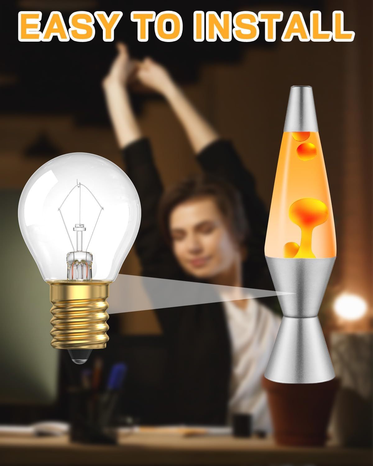 25W Lava Lamp Bulb, S11 E17 Base, 25W 120V for 14.5-Inch Lava Lamp Repalacement Bulb, Lava Lamp Light Bulb, Dimmable Bulbs E17 Base Bulbs 2-Pack