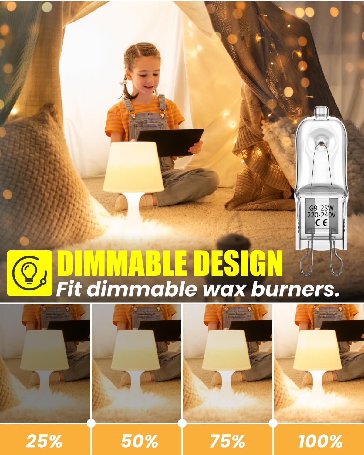 DoRight 10 Pack Wax Burner Bulbs G9 Halogen Bulbs 40W, Wax Melt Burner Bulbs 230V 2700K Warm White G9 Dimmable Halogen Bulb Capsule for Wax Melt Lamp Replacement Candle & Nightlights Wax Warmers