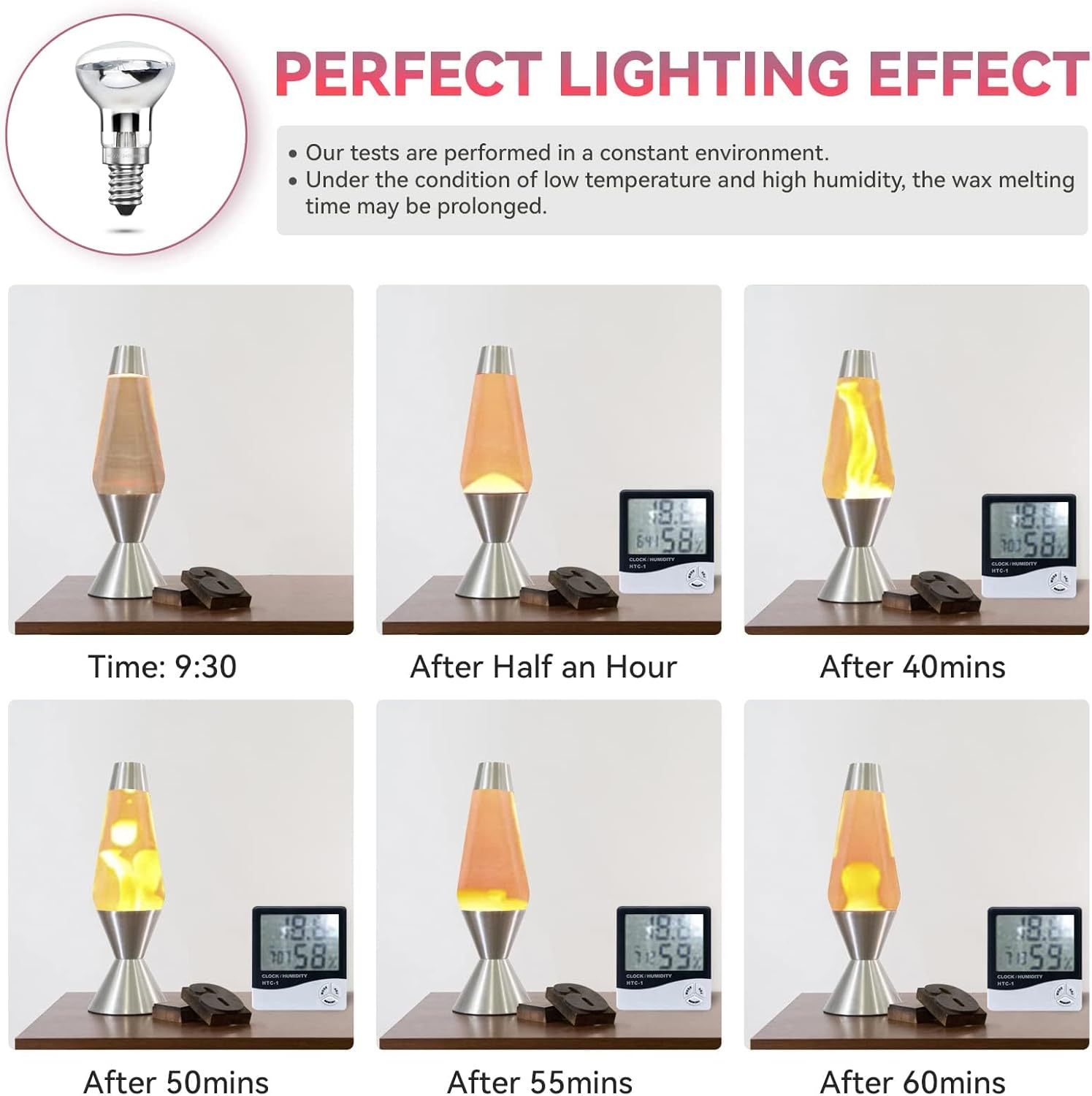 Bonlux R39 E14 Lava Lamps Bulbs 42W Dimmable Lava Light Bulb Small Edison Screw SES Warm White 2800K 240V Reflector Bulb Spot Lights 360° Wide Beam Angle (2-Pack)