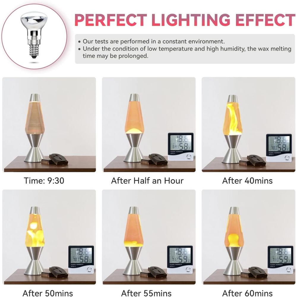 Bonlux R39 E14 Lava Lamps Bulbs 42W Dimmable Lava Light Bulb Small Edison Screw SES Warm White 2800K 240V Reflector Bulb Spot Lights 360° Wide Beam Angle (2-Pack)