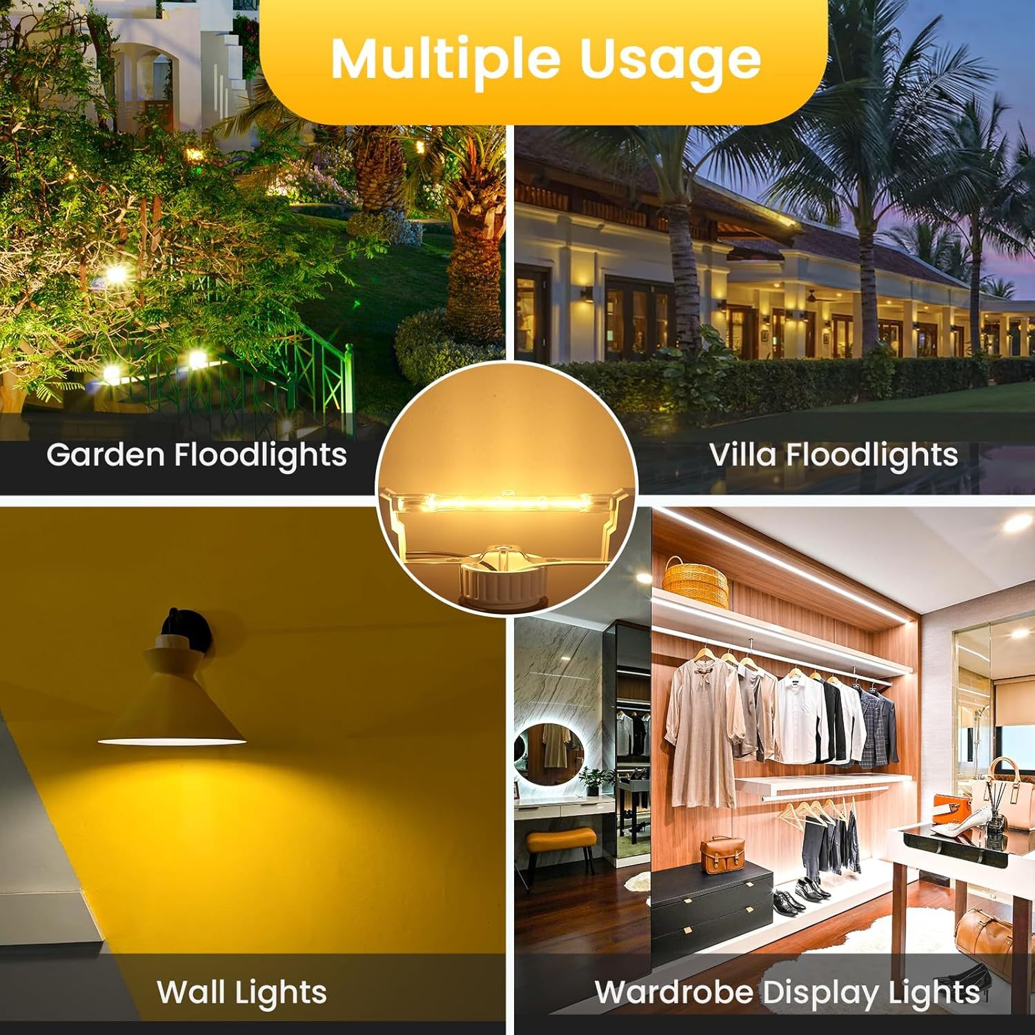 Lamptobe R7s Linear Halogen Bulb 118mm 120W, Dimmable J118 J Type Double Ended Floodlight Bulbs R7s LED Replacement 118mm Security Flood Halogen Light Bulbs Super Bright Warm White 2800K, 5-Pack