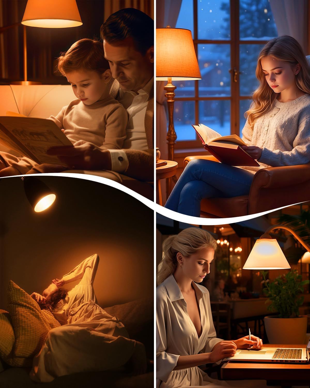 Aurahome 2000K Large Amber Hue Warm Light Globe ES GLS A19 E27 Screw in Bulb, 9W (60W Equivalent), Blue Light Blocking for Bedroom, Baby Nursery, 2 Pack
