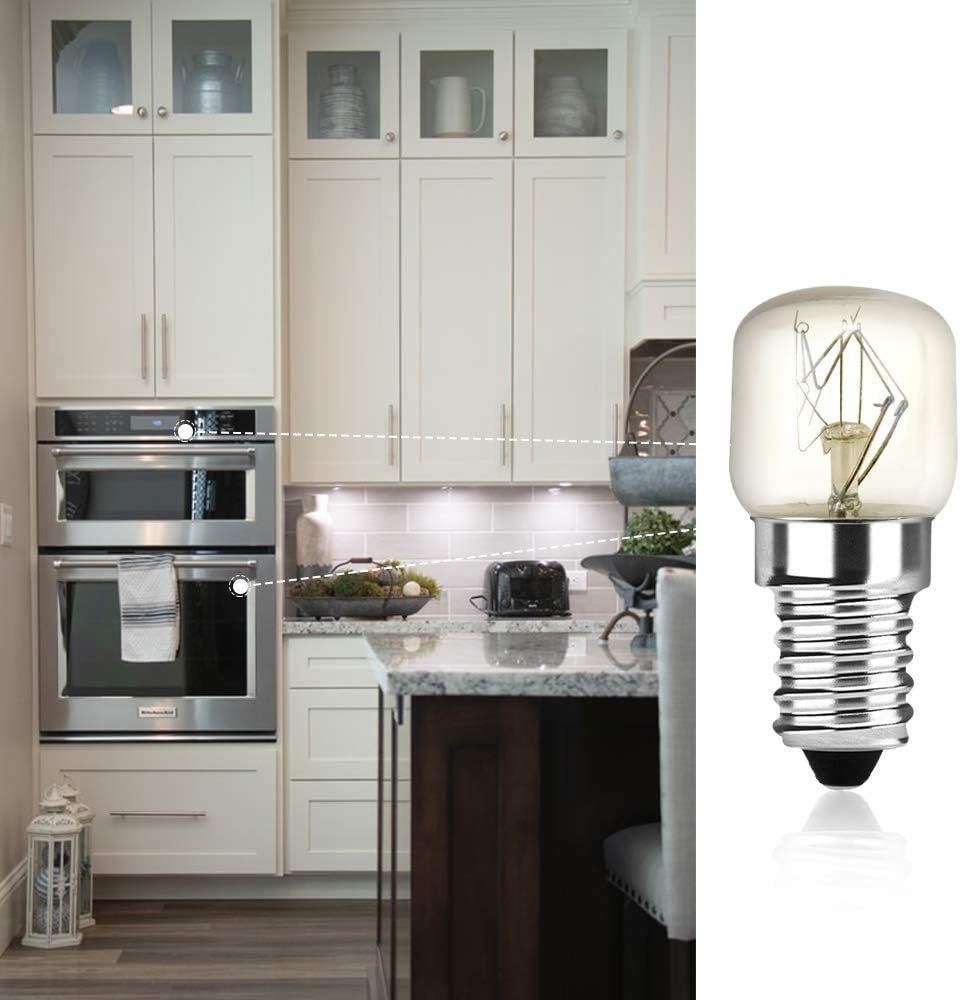Klarlight 2 Pack Oven Bulb 25W E14 Incandescent Bulbs Dimmable Warm White 2400-2600K 300 Temperature Heat Resistant SES Small Edison Screw 360 Degree for Microwave, Fridge, Oven, Salt Lamp, Freezers