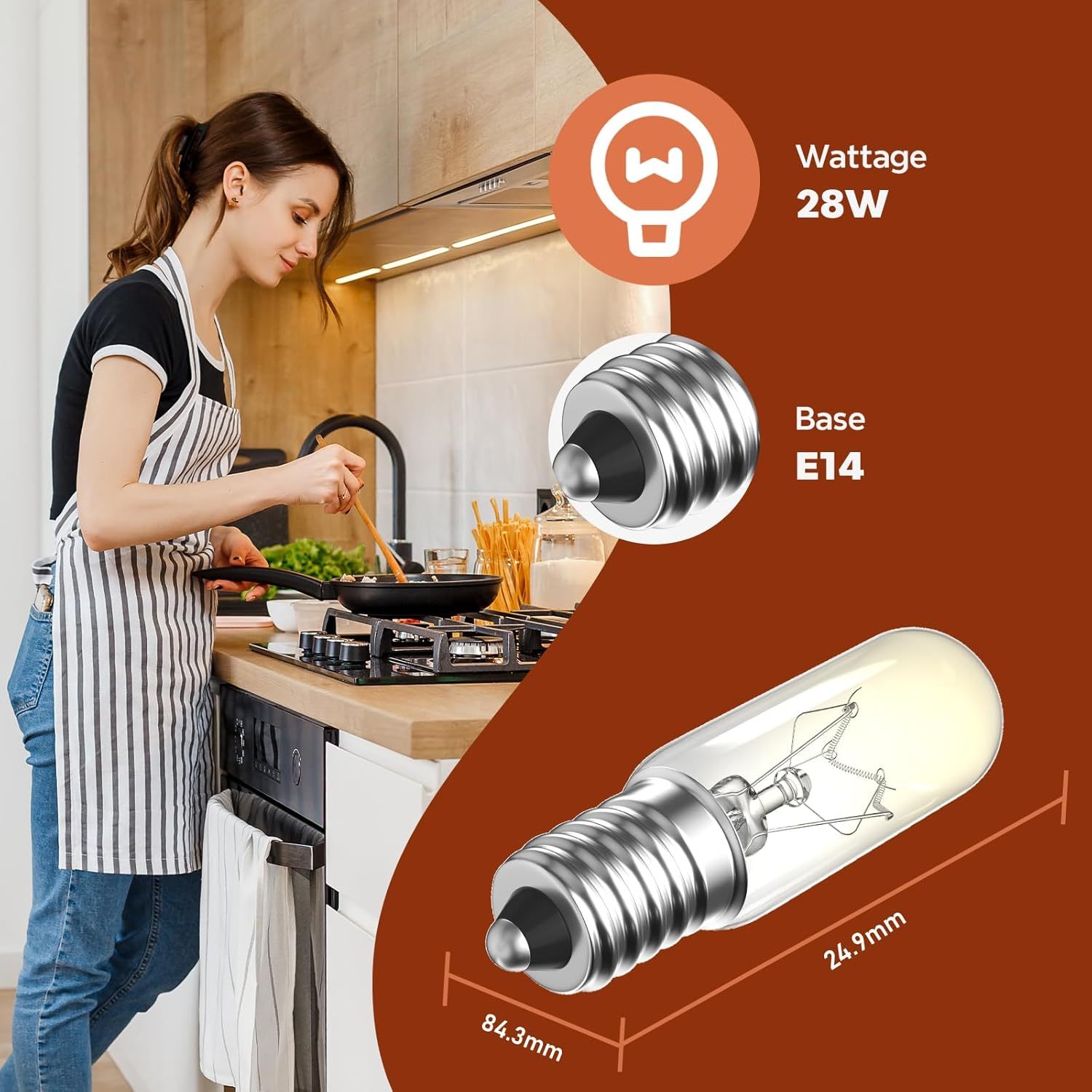 Lamptobe Cooker Hood Bulbs 28W Screw Extractor Fan Bulbs, Oven Hob Light Bulb, SES E14 Small Edison Screw Kitchen Hood Bulb Dimmable, Warm White 2700K, AC 220V-240V, Pack of 4