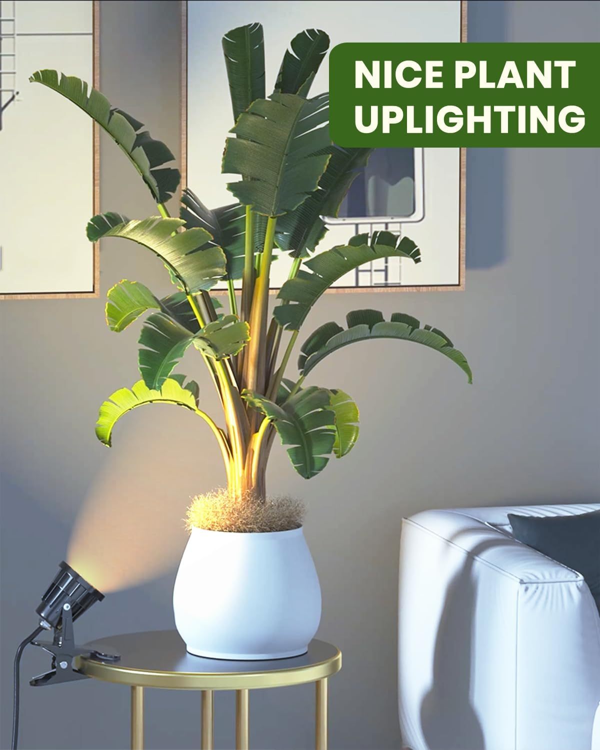 TobeBright Plug in Spotlight Clip On IP65 Water Resistant Plant Spot Light for Outdoor and Indoor Plant Uplight LED Clamp Spot Lights Main Powered 7W Warm White 3000K
