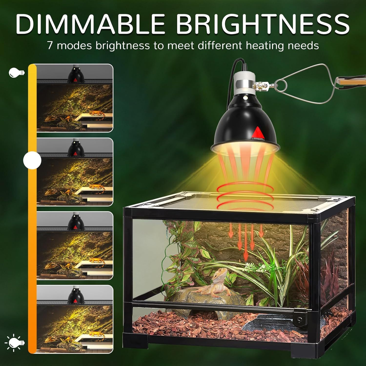 HeatingLux Reptile Heat Lamp, Reptile Dome Light Fixture with Timer, Tortoise Heat Lamp with Clamp,Terrarium Hood lamp for Reptile, Tortoise, Beard Dragon