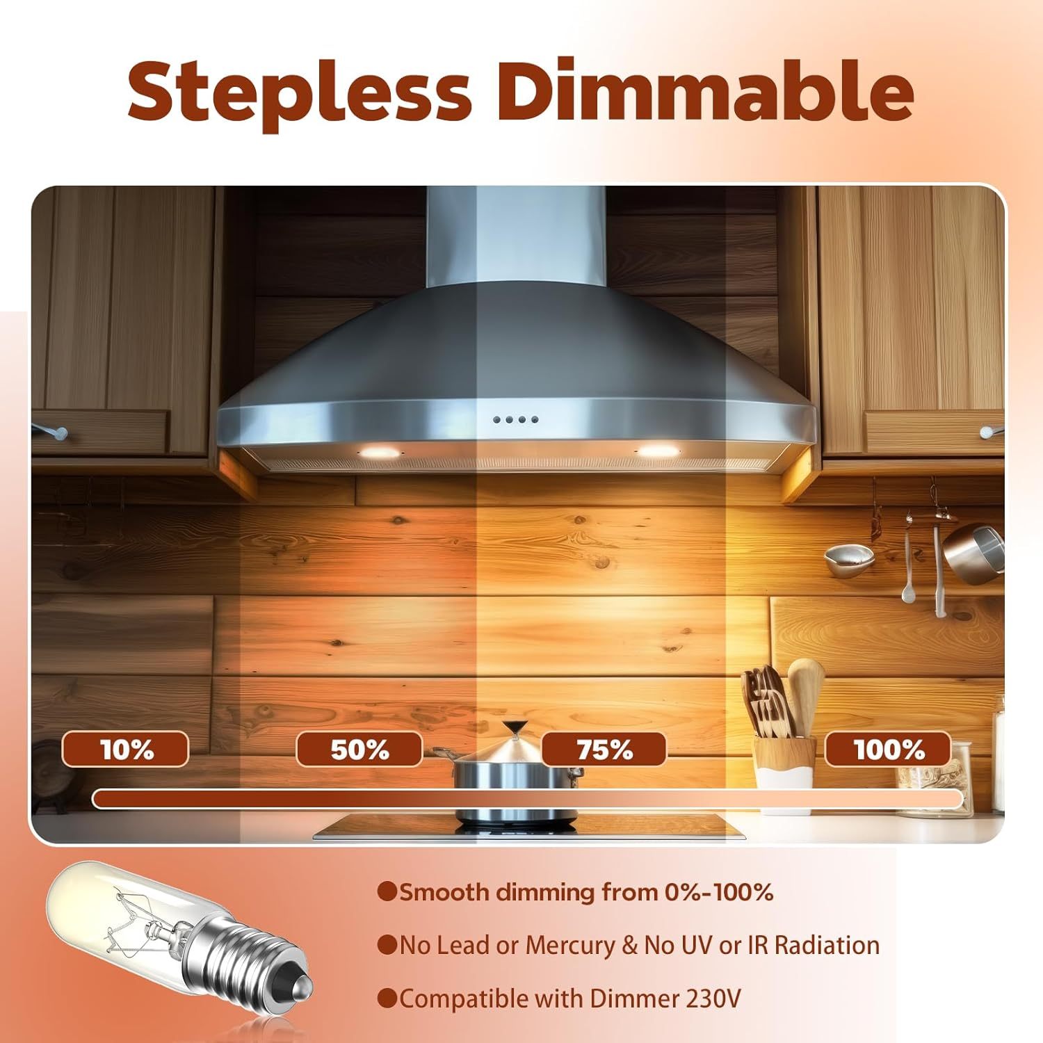Lamptobe Cooker Hood Bulbs 28W Screw Extractor Fan Bulbs, Oven Hob Light Bulb, SES E14 Small Edison Screw Kitchen Hood Bulb Dimmable, Warm White 2700K, AC 220V-240V, Pack of 4