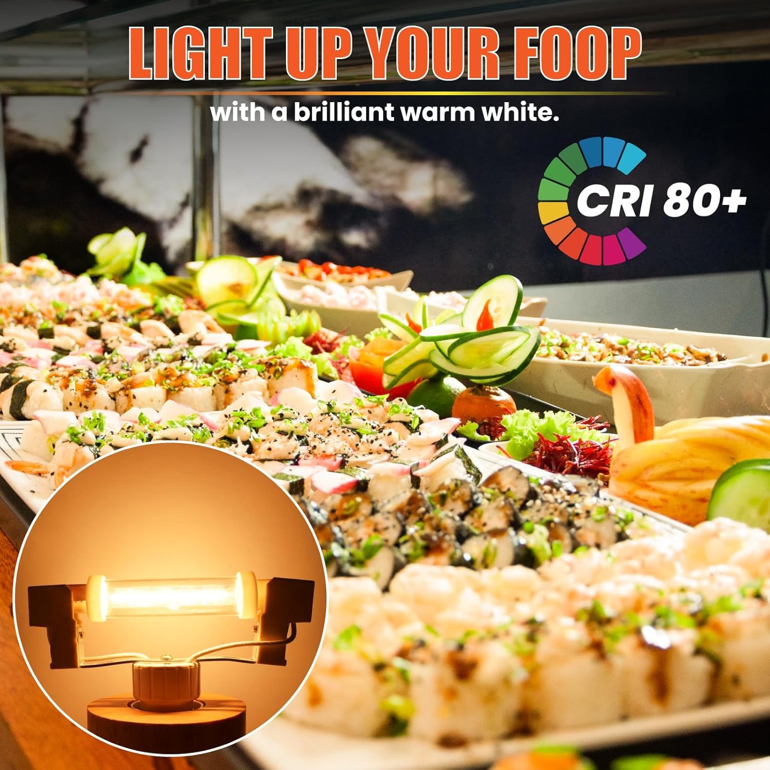 Lamptobe 118MM R7S Heat Lamp Bulbs 300w, Gantry Lights Jacketed Food Heat Bulbs Warm White 2700K, Catering Halogen Heat Lamp Bulb 240V for Kitchen,Catered Event,Canteen,Buffets(Pack of 4)