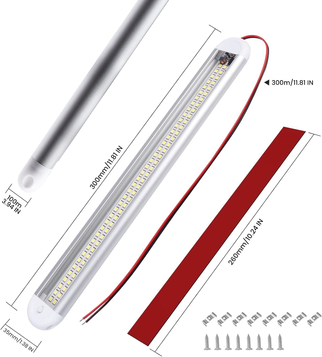 Bonlux 12V LED Interior Van Light Bar, Ultrathin 120 LEDs 12V LED Strip Light, Universal Interior Strip Light for RV Carvan Campervan Motorhome Kitchen with Switch,6500K 1800LM Ultra-Bright,4 Pack