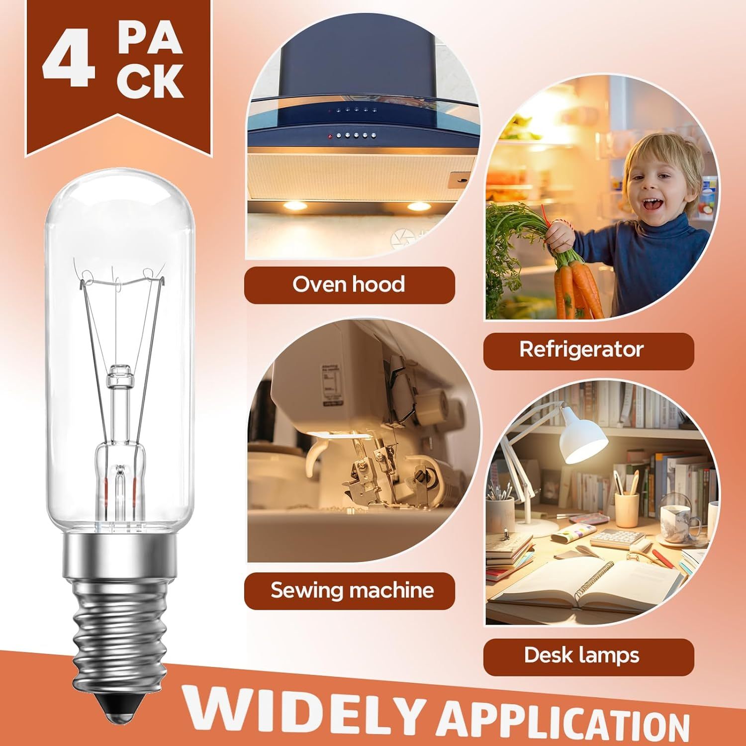 Lamptobe Cooker Hood Bulbs 28W Screw Extractor Fan Bulbs, Oven Hob Light Bulb, SES E14 Small Edison Screw Kitchen Hood Bulb Dimmable, Warm White 2700K, AC 220V-240V, Pack of 4