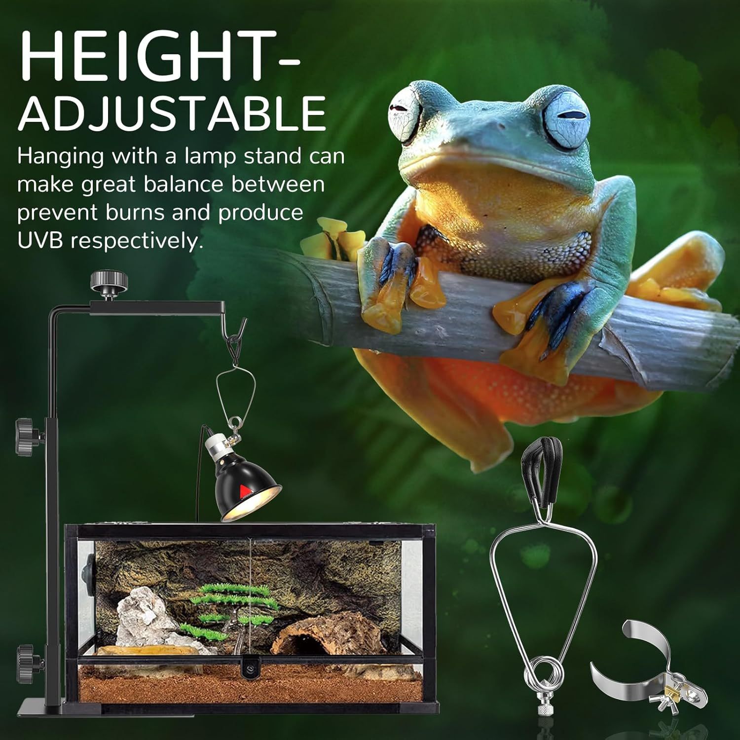 HeatingLux Reptile Heat Lamp, Reptile Dome Light Fixture with Timer, Tortoise Heat Lamp with Clamp,Terrarium Hood lamp for Reptile, Tortoise, Beard Dragon