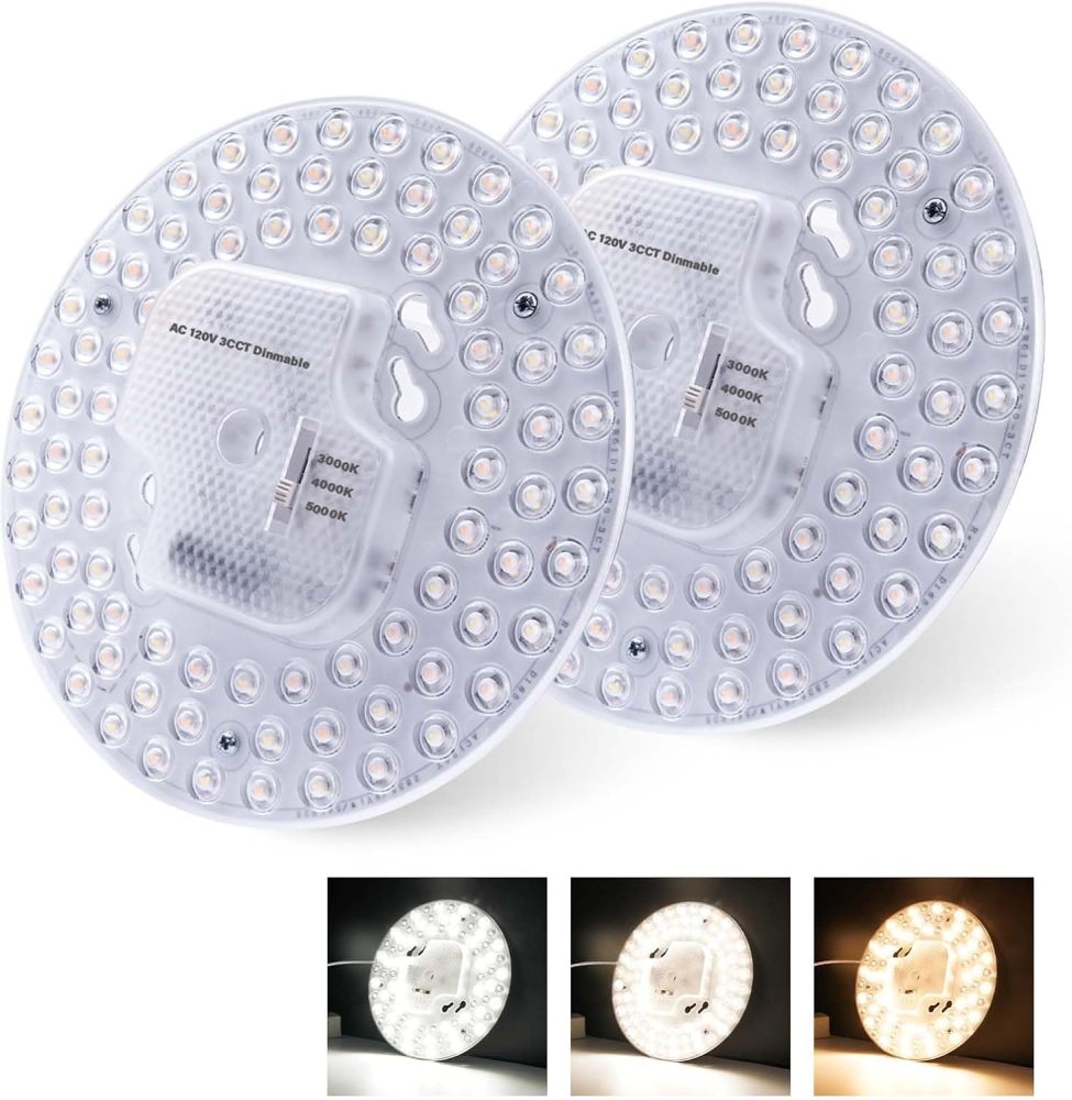 2Pack 36W LED Light Engine Retrofit Kit,6.69inch 3200LM 3CCT 3000K/4000K/5000K Dimmable Ceiling Fan Light Kits,AC 120-130V Ceiling Fan Light Replacement for Ceiling Flush Light
