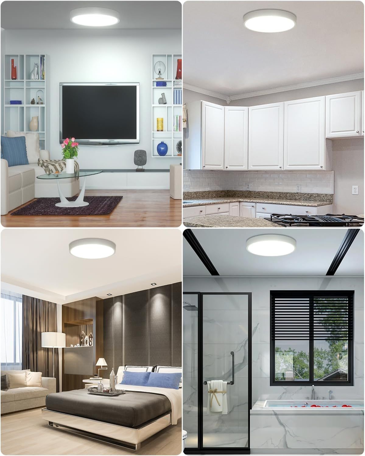 Klarlight Bathroom Lights Ceiling，18W 1750LM LED Ceiling Lights，6500K Daylight White，100W Equivalent，Waterproof Flush Mount Lamp Living Room，Bedroom，Kitchen，Office，Porch，23*23*2.5cm (2454-2-WW)