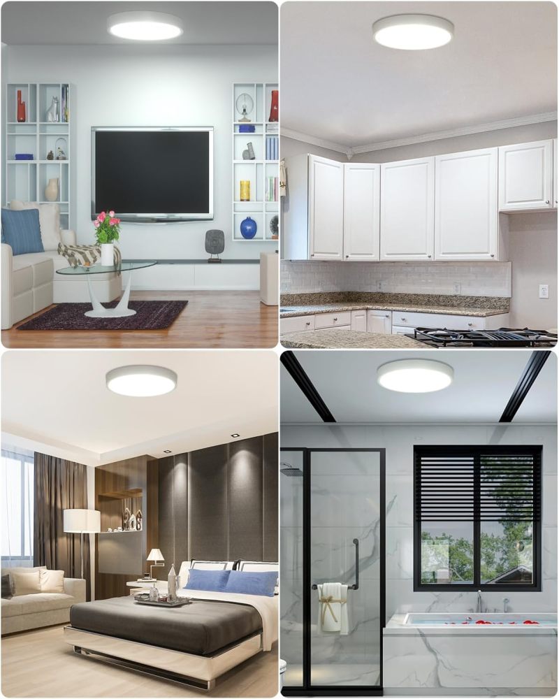 Klarlight Bathroom Lights Ceiling，18W 1750LM LED Ceiling Lights，6500K Daylight White，100W Equivalent，Waterproof Flush Mount Lamp Living Room，Bedroom，Kitchen，Office，Porch，23*23*2.5cm (2454-2-WW)
